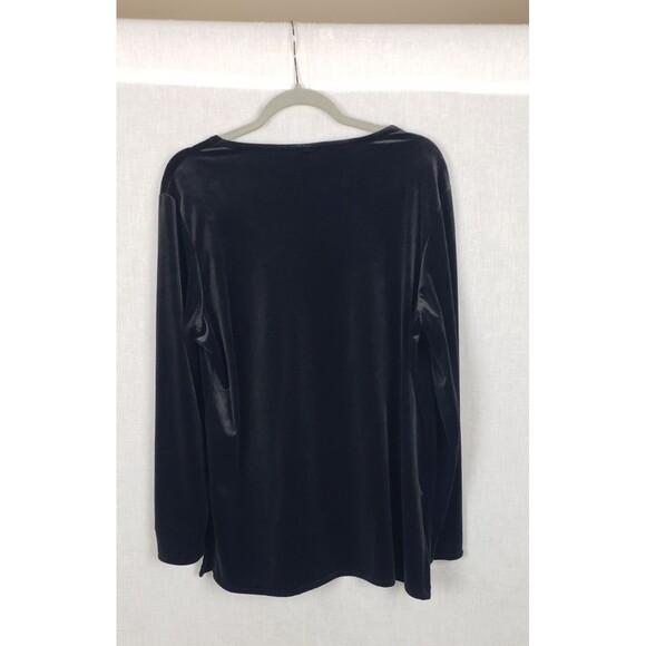 Eileen Fisher One Button Blouse Top M Black Velour Classic Minimalist Casual - Picture 2 of 8